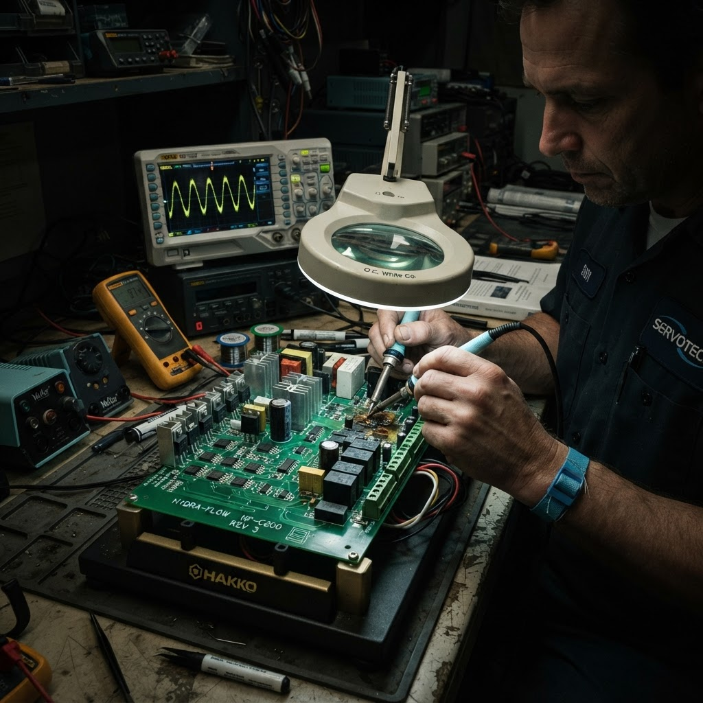 Naprawa sterownika hydrauliki wózka widłowego Toyota – PCB z tranzystorami mocy
